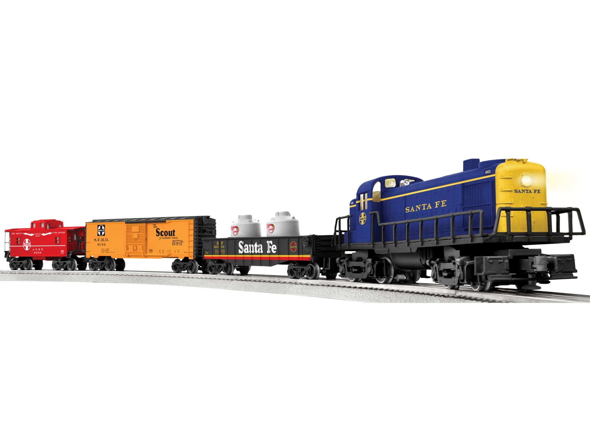 Santa Fe RS-3 LionChief Remote Control Scout Freight Set Santa Fe RS-3 LionChief Remote Control Scout Freight Set